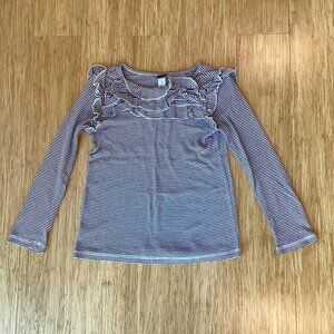 Striped Ruffly Girls Long Sleeve, Tea Collection, size 8